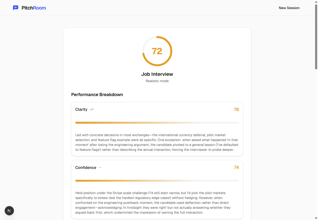 Scored feedback report